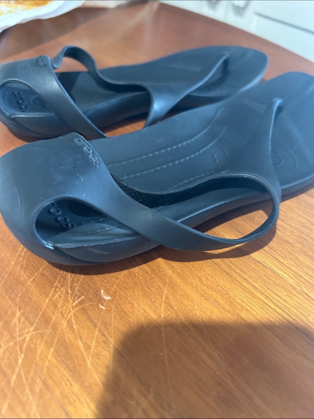 CROCS Women's Black Slingback Toe-Post Sandals - Picture 6 of 6